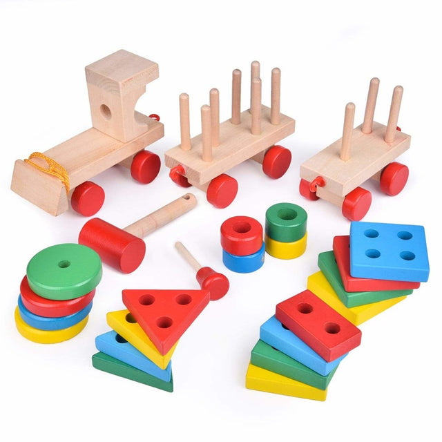 Wooden Stacking Train for Toddlers - PopFun