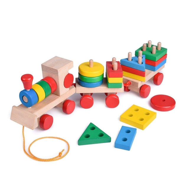 Wooden Stacking Train for Toddlers - PopFun