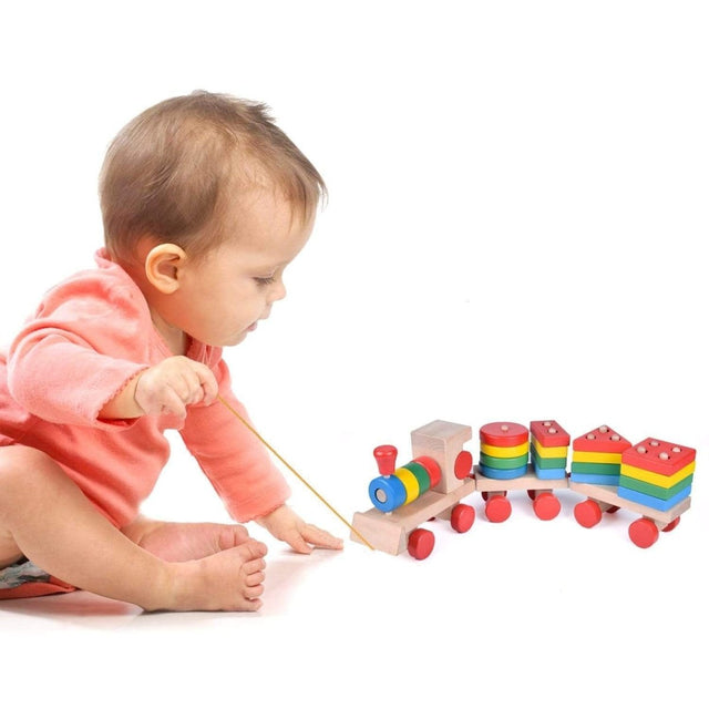 Wooden Stacking Train for Toddlers - PopFun